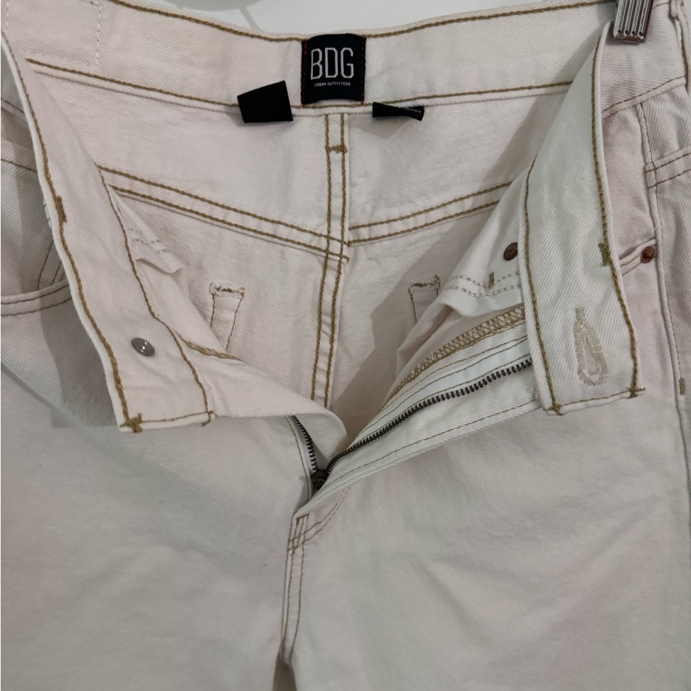 BDG Urban Outfitters Cowboy Jeans 29 Off White Straight Leg High Rise Denim - Picture 8 of 12